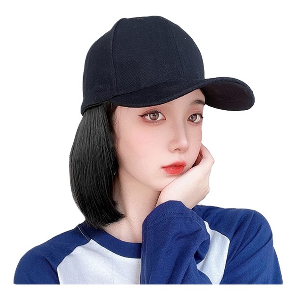 Hat Wig, Cap, Hat Wig, Ladies' Wig, Stylish, Cute, Integrated Hat Wig, Hair Wig, Short Hat Wig, Short Bob, For Daily Use, Travel, Sun Protection, For Photography, Small Face Effect