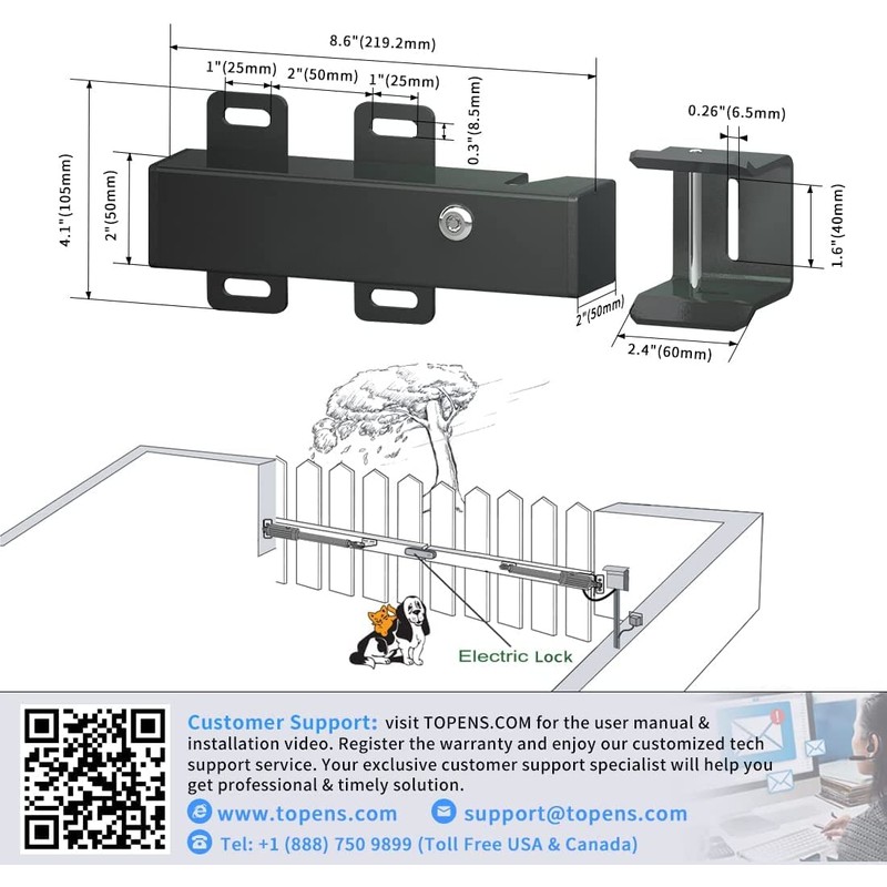 TOPENS ET24 Automatic Electric Gate Lock for DC 24V Swing