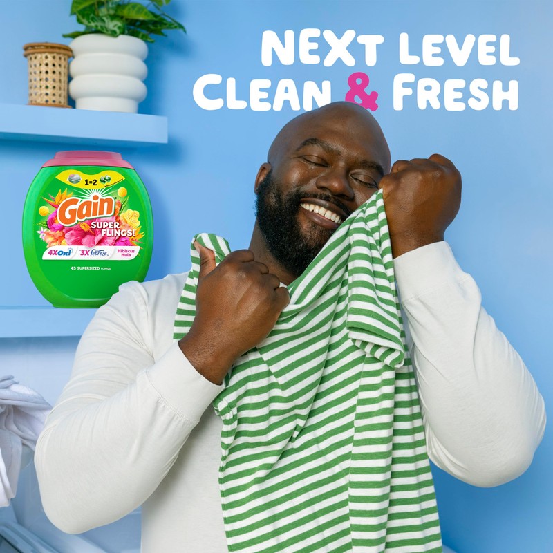 Gain Super Flings Laundry Detergent Pacs, 18 Count, Hibiscus Hula