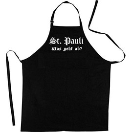 ShirtShop-Saar St. Pauli - Was geht ab?; Apron (Bib Apron - Barbecue, Cooking, Work Clothing, Cooking Apron), Black