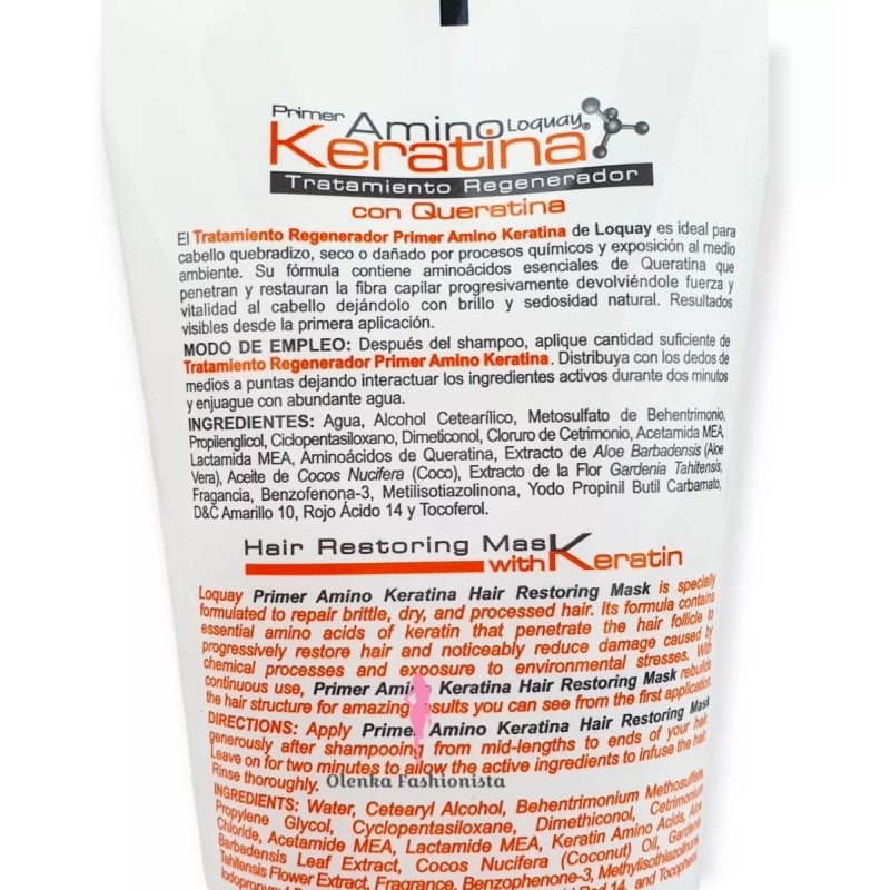 Loquay Mascarilla Cabello Tratamiento Regenerador Queratina Loquay