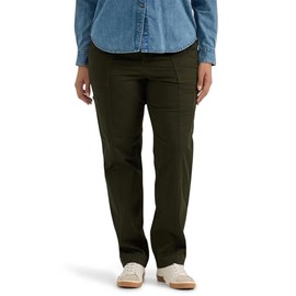 Lee Women's Size Ultra Lux Comfort with Flex-to-Go Utility Pant, Dark Olive Night, 20 Plus