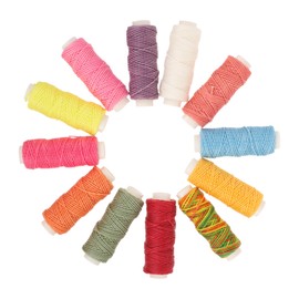 Gadpiparty 12Rolls Durable Waxed Threads for Crafts Functional Waxed Cord Sewing DIY Projects Shoe Repair Smooth Threading Moderate Wax Versatile Use