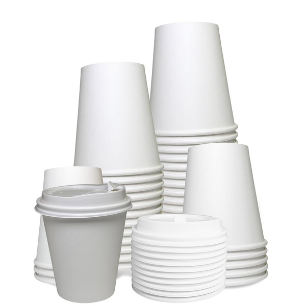 EcoQuality 10 oz White Hot Drink Paper Cups with White