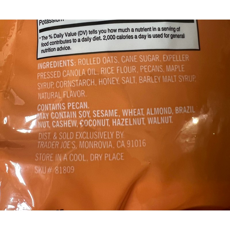 Trader Joe's Just the Clusters Maple Pecan Granola Cereal 16