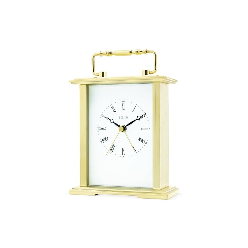 Acctim Gainsborough Mantel Clock Quartz Polished Metal Carriage Clock Energy