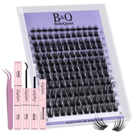 B&Q SilkAir Lash Clusters Feather-Light Eyelash Clusters Ultra-Soft Cluster Lashes Kit 144 Pcs 8-16mm Lash Extension Kit with Lash Bond & Seal，Remover Cluster Lashes (SilkAir 02)