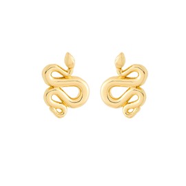 All We Are White Snake Stud Earring (Gold Tone)