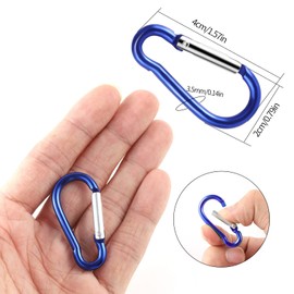 Pack of 10 Carabiners, Colourful Carabiners, Aluminium Snap Hooks for Camping, Travel, Hiking, Backpack Belt (3.5 x 40 mm, 5 Colours)