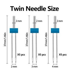 15 Pieces Twin Needle Double Twin Needles Pins with 2 Pieces 9 Groove Pintuck Presser Foot Sewing Machine Accessories for Household Sewing Machine, 3 Sizes Mixed 2.0/90, 3.0/90, 4.0/90