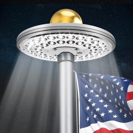 PPQ Flag Pole Light Solar Powered, Luxury Silver 48 LED Flagpole Light 10000h Lifespan for 15-25 Ft Poles, Waterproof Lighting on Outdoor Pole Top,10 Hour Dusk to Dawn Auto On/Off