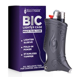 Toker Poker - Bic Lighter Case Multi Tool 2.0 - Black, All Inclusive Tool for Camping and Other