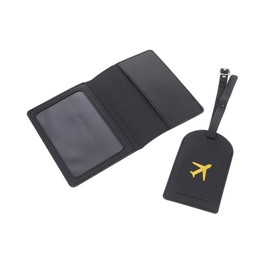 SHOWERORO Pu Luggage Tag and Passport Holder Set Travel Accessory for Easy Identification Document Storage and Smooth Surface Comfort for Suitcases and Handbags