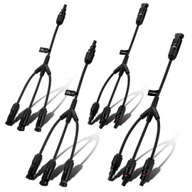 BougeRV Solar Y Branch Connectors Solar Panel Parallel Connectors 1 to 3 Solar Cable Wire Plug Tool Kit (2 Pairs M/FFF and F/MMM)