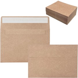 100 Pack 4x6 Envelopes for Invitations, Brown Kraft Envelopes, Self Seal A4 Envelopes for Greeting Cards Gift Cards, Photos, Postcards, Invitation Envelopes for Wedding, Graduation, Baby Shower, Party