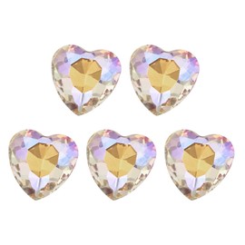 MECCANIXITY 5 Pcs 3D Heart AB Nail Rhinestones K9 Glass Crystal Rhinestones Pointed Back Crooked Heart Gems for Nail Charm Art DIY Decoration Craft 8x8mm