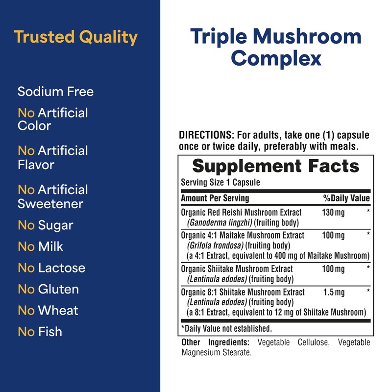 Puritan's Pride Triple Mushroom Complex, Reishi, Maitake & Shiitake Extracts,