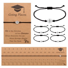 GBTBYS 20PCS Going Places Bracelets Compass Bracelets Graduation Gifts for Her Him, 2025 Graduate College High School Inspirational Gifts for Daughters Son Classmates