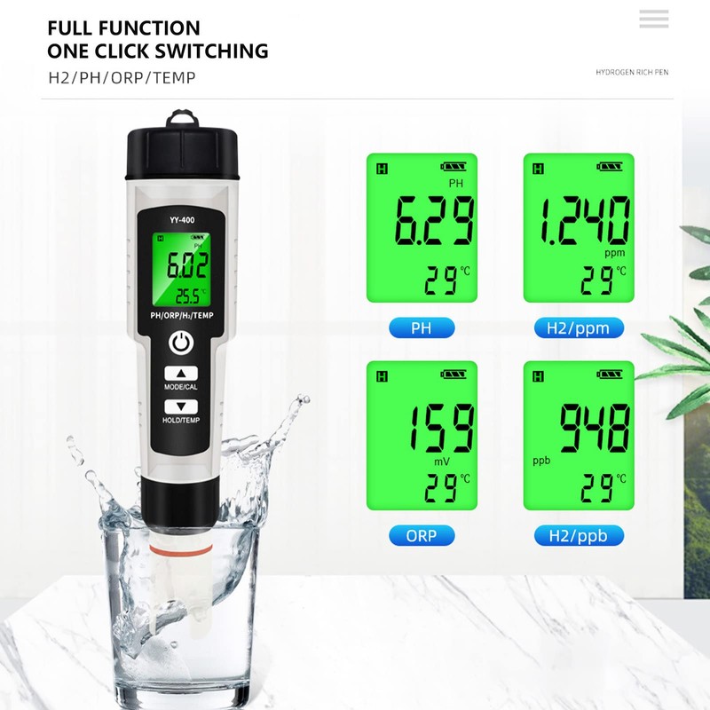 Digital Water Tester, 4 in 1 Multifunction IP67 Hydrogen Water