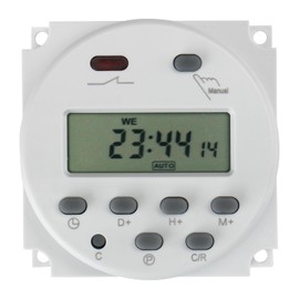 Baomain Time Switch Relay,Digital LCD Programmable Timer,110V AC Input,200-250V 16A Output,28 Programs Daily/Weekly Schedule,CN101A for Lighting and Equipment Control