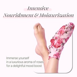 koelf Mascarilla de satén de pétalos de rosa (5 pares) – Cuidado de la piel coreano, calcetines nutritivos intensivos, máscaras de reparación de pies 