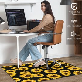 Office Chair Mat for Hardwood & Tile Floor 36"x48",Boho Blush Pink Floral Farmhouse Vintage Computer Rolling Chairs Mat Carpet,Under Desk Non Slip Gaming Rug Low-Pile Rubber Backing Protector Mat