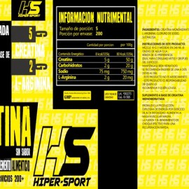Creatina Monohidratada Hs 1kg 200 Servicios Hiper Sports Egr Sabor Limón