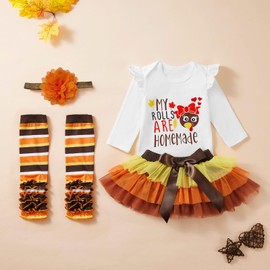 My First Thanksgiving Outfit Newborn Baby Girl Boy Clothes 1st Thanksgiving Romper Tutu Skirt Dress Outfit Set