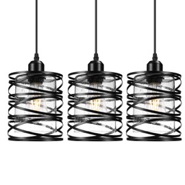 Glitnous Pendant Lights Kitchen Island 3 Pack, Black Hanging Kitchen Lights, Adjustable Kitchen Pendant Lighting Over Island, Modern Seeded Glass Shade Island Lights for Kitchen, Dining Room, Bar
