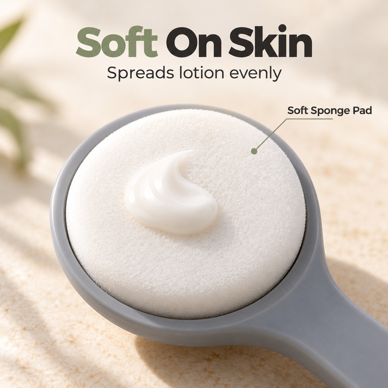 Long Handle Back Lotion Applicator – 11.2 Inch Sponge Lotion