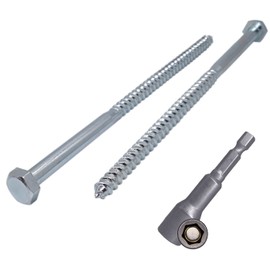 (Pack of 4) DIN 571 Galvanised Steel Hexagon Wood Screws M8 x 200 mm | Rail Screws | Hex Screw | Joint Screws | Hex Head (4, M8 x 200 mm)