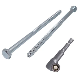 (Pack of 4) DIN 571 Galvanised Steel Hexagon Wood Screws M8 x 200 mm | Rail Screws | Hex Screw | Joint Screws | Hex Head (4, M8 x 200 mm)