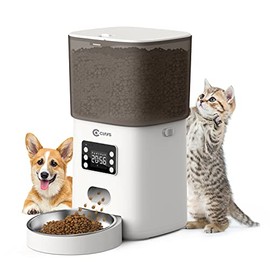Ciays Automatic Cat Feeders, 6L Cat Food Dispenser Up to 20 Portions 6 Meals Per Day, Pet Dry Food Dispenser with Distribution Alarms for Small Medium Cats Dogs, Dual Power Supply & Voice Recorder