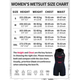 Owntop 2mm Shorty Wetsuit Women - Front Zip Wet Suit for Diving Surfing, Sleeveless Diving Suits Stretch Neoprene for Water Sports, Red M