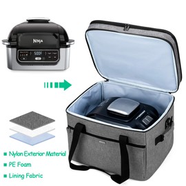 Yarwo Carrying Bag Compatible with Ninja Foodi Indoor Grill AG301/EG201, Double-Layer Travel Case Carrier with Utensil Section and Shoulder Strap for Kitchen Appliance and Supplies, Gray (Bag Only)