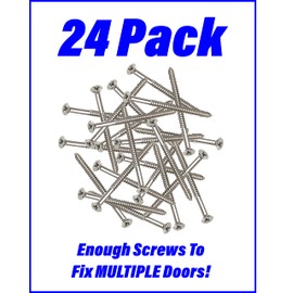 Satin Silver Nickel Finish Wood Screws 9 X 3 Inch – Extra Long Steel Door Hinge Screws - Door Security Screws - 24 Pack
