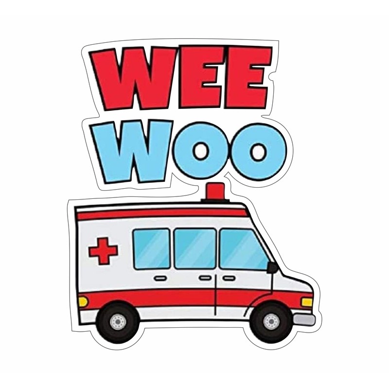 Wee Woo Ambulance Funny Paramedic - Sticker Graphic - Decal