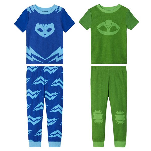 PJ Masks Toddler/Little Boys' Costume 4 Piece Cotton Pajama Set (as1, age, 5_years, Catboy/Gekko)