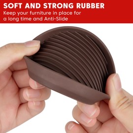 Non Slip Furniture Pads, 3"x3" Round Rubber Furniture Caster Cups Anti-Sliding Bed Stopper, Anti Grippers Floor Protectors for Furniture Bed, Couch, Chair Leg(Brown, 4 Pack)