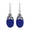 Floral Vine Ornate Teardrop Simulated Blue Lapis-Lazuli .925 Sterling Silver