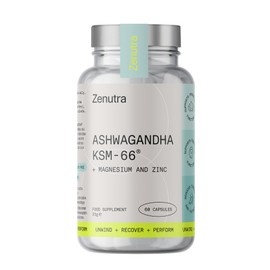Zenutra Ashwagandha KSM-66® 600mg High Strength Root Extract | Stress, Mood & Sleep Support | Magnesium & Zinc | Reduces Fatigue | Vegan Friendly | 60 Capsules