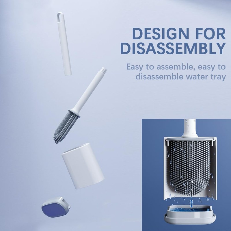 Kucucyle Dual-Sided RV Silicone Toilet Brush with TPR Bristles &