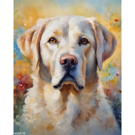 WUIVCTR Dog Art Paint by Numbers for Adults Beginner, Labrador Retriever, Pets Paint by Number Kits on Canvas, 16x20inch, Without Frame