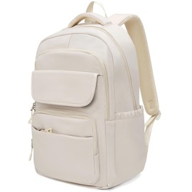 FOXLOVER Travel Laptop Backpack, Anti-Theft Slim Business Backpack, School College Bag for Men & Women, Fits 15.6 Inch Laptop (White)