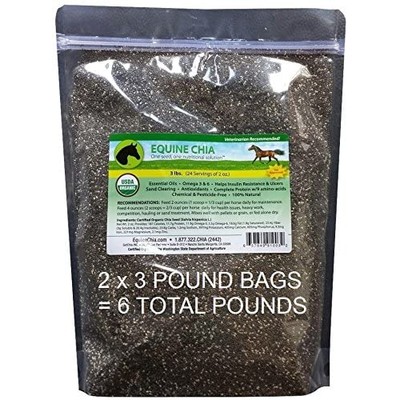 Equine Chia Brand - 6 Pounds of Certified Organic Chia Seeds in 2 x 3 Pound Bags