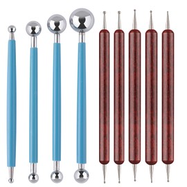 UUSYCUN 9PCS Sculpting Clay Dotting Tools, Dotting Tools for Painting Mandalas, 2-Way Ball Stylus Clay Tools for Embossing, Sculpting, Shaping, Nail Art, Polymer Clay, Pottery Crafts, Rhinestone, Rock