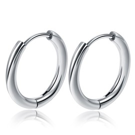 Pure Titanium Women Earrings, 10mm Huggie Earrings, Hypoallergenic Earrings Hoop, Lightweight Non-Nickel Earrings, Silver Earrings for Cartilage Helix Lobes Hinged Sleeper
