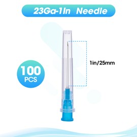 100 Pack 23 Gauge 1 Inch Disposable Needle with Cap, Lab Dispensing Accessories for Measuring, Individually Sealed