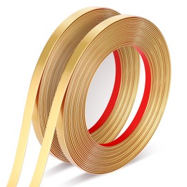 Fyguard 2 Rolls Gold Trim Peel and Stick 0.39In × 32Ft Total Gold Tape Self-Adhesive Tape for Mirror Frame Border Walls Tile Decorative