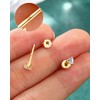 COCHARM 14K Solid Gold Stud Earrings 20g Lobe Earrings Heart